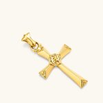 Kreuz-Anhänger 925er Silber vergoldet mit Rose - Figura 3